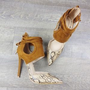 Mocha Snakeskin print Stilettos Shoe Republic LA